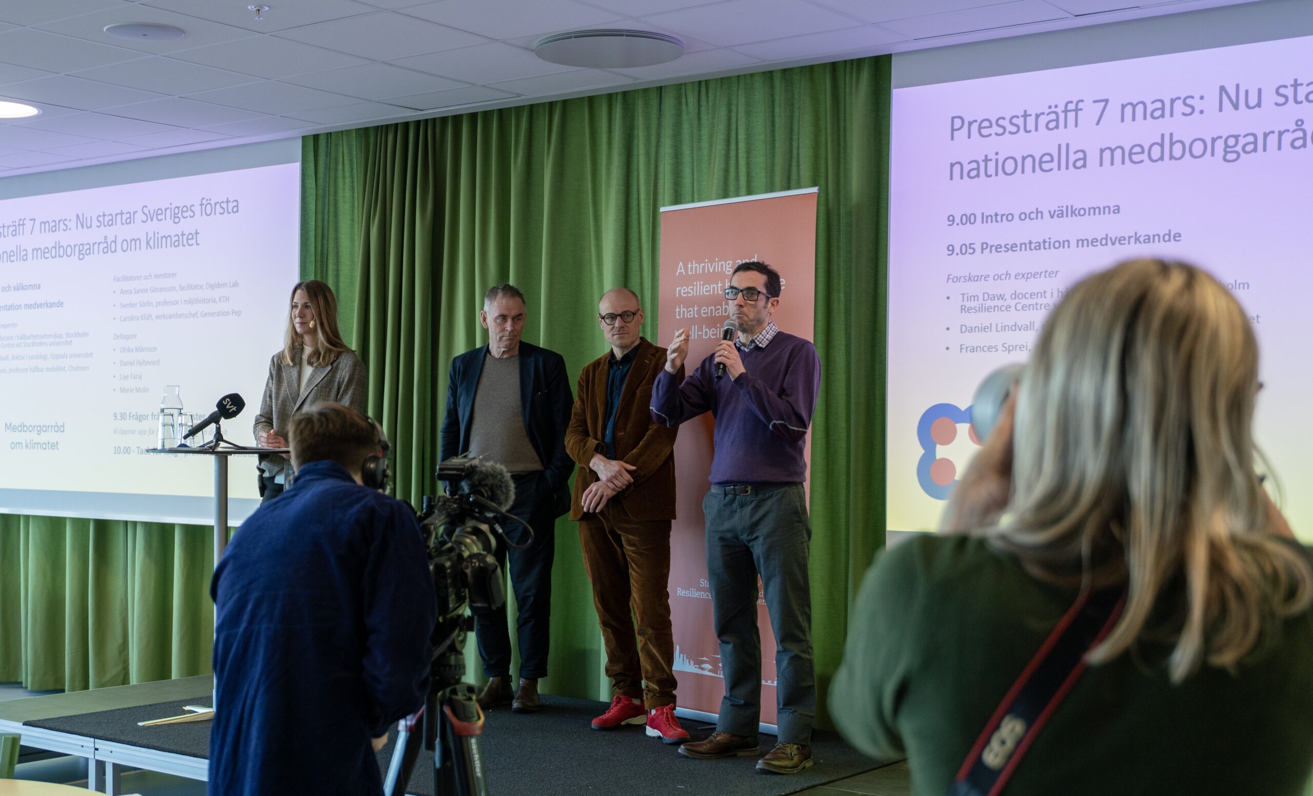Forskare som leder Medborgarrådet om klimatet bjöd in till presskonferens på Stockholm Resilience Centre för att berätta om initiativet. Foto: Johannes Ernstberger, Stockholm Resilience Centre